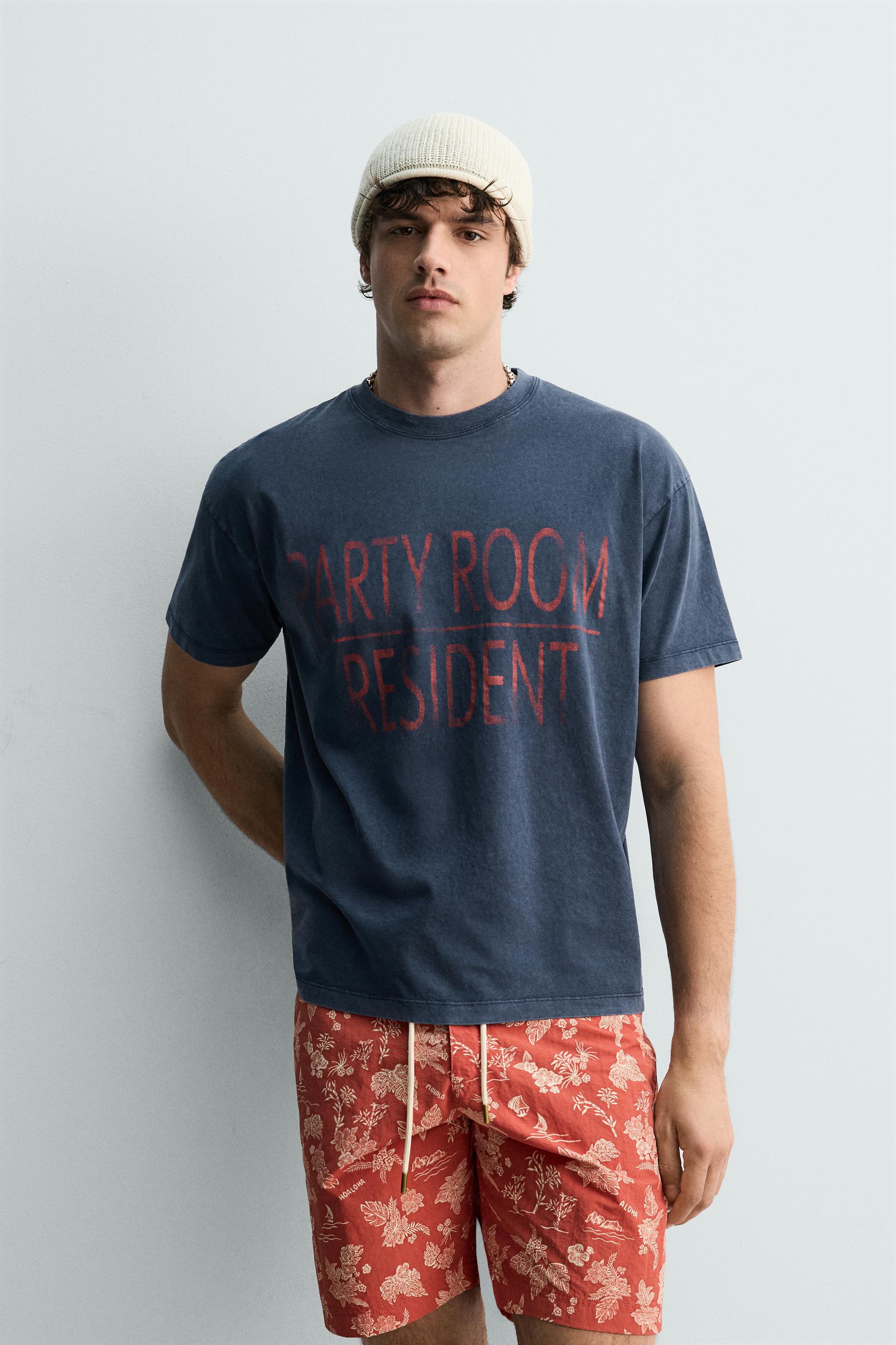 WASHED EFFECT TEXT T-SHIRT